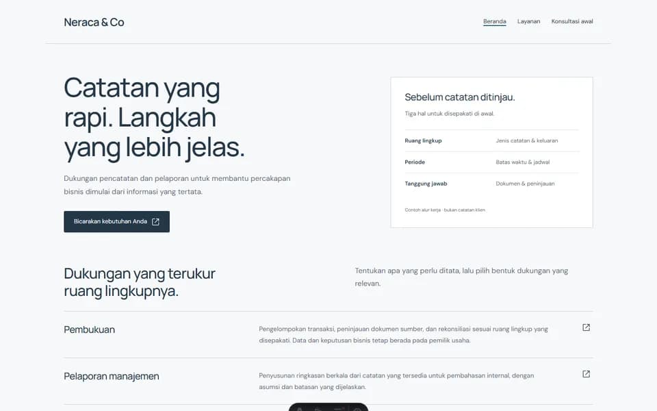 Accounting & business website example: Neraca & Co