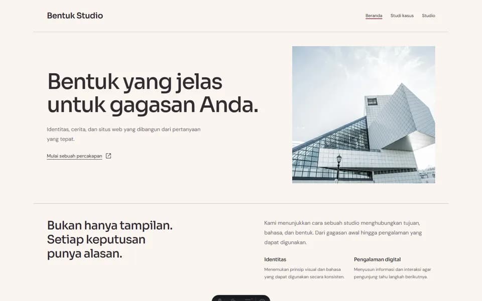 Creative agencies website example: Bentuk Studio
