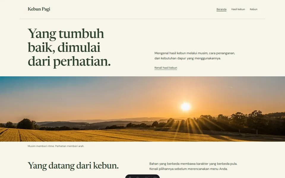 Agriculture website example: Kebun Pagi