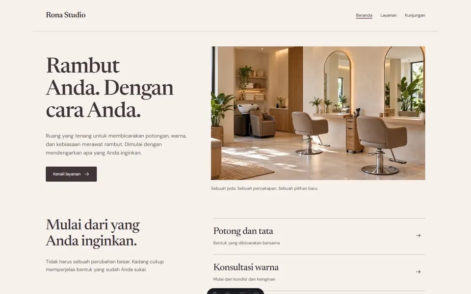 Beauty & salons website example: Rona Studio