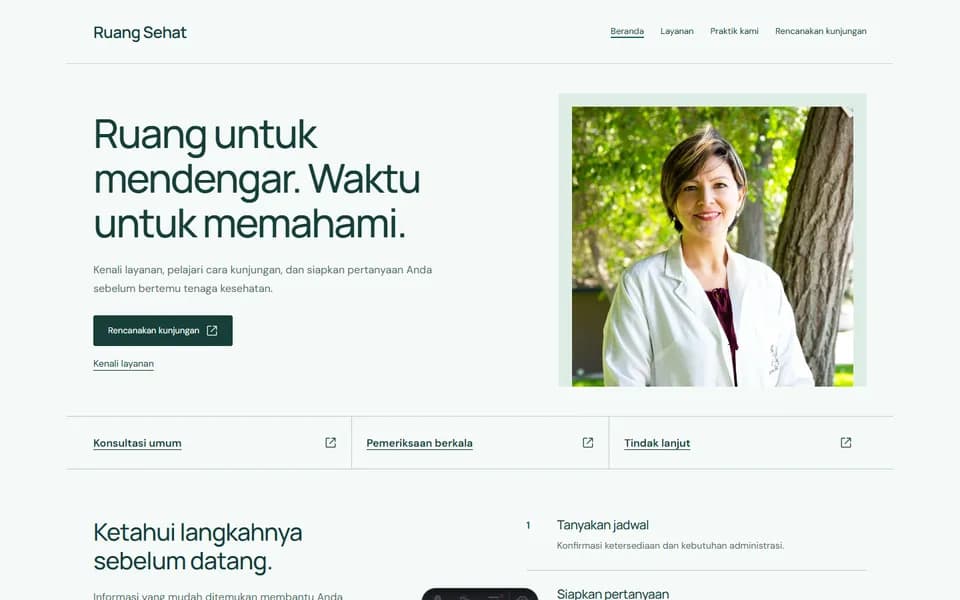 Clinics website example: Ruang Sehat