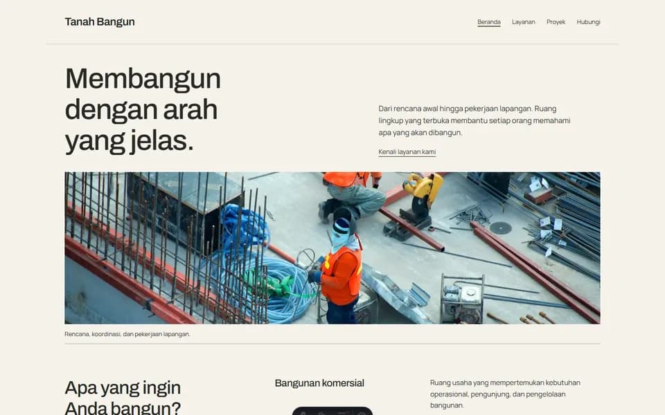 Construction website example: Tanah Bangun