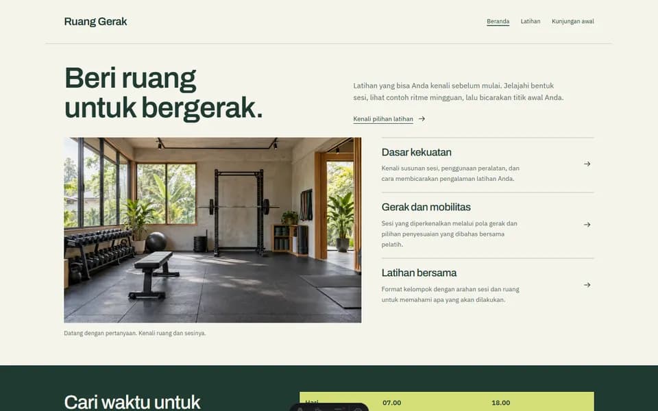 Fitness website example: Ruang Gerak