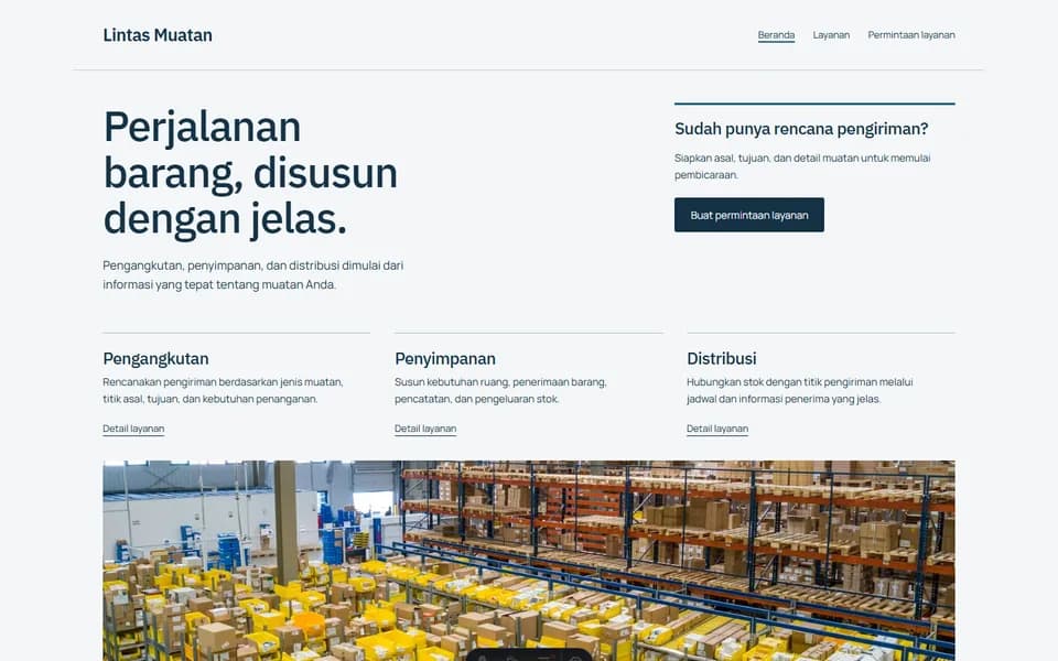 Logistics website example: Lintas Muatan