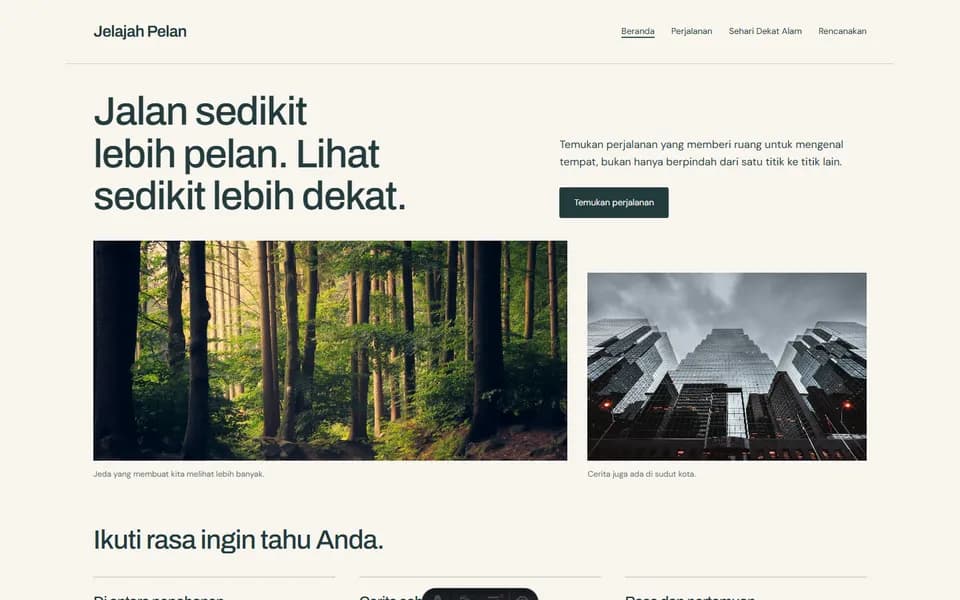 Tours & travel website example: Jelajah Pelan