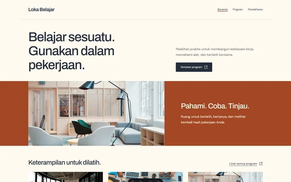 Education & training website example: Loka Belajar