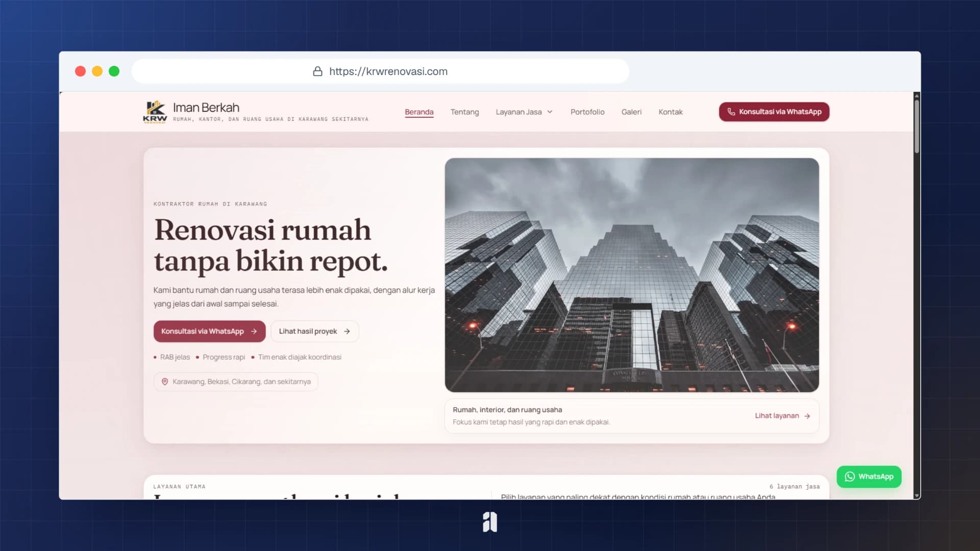 Website Profil Kontraktor KRW Renovasi