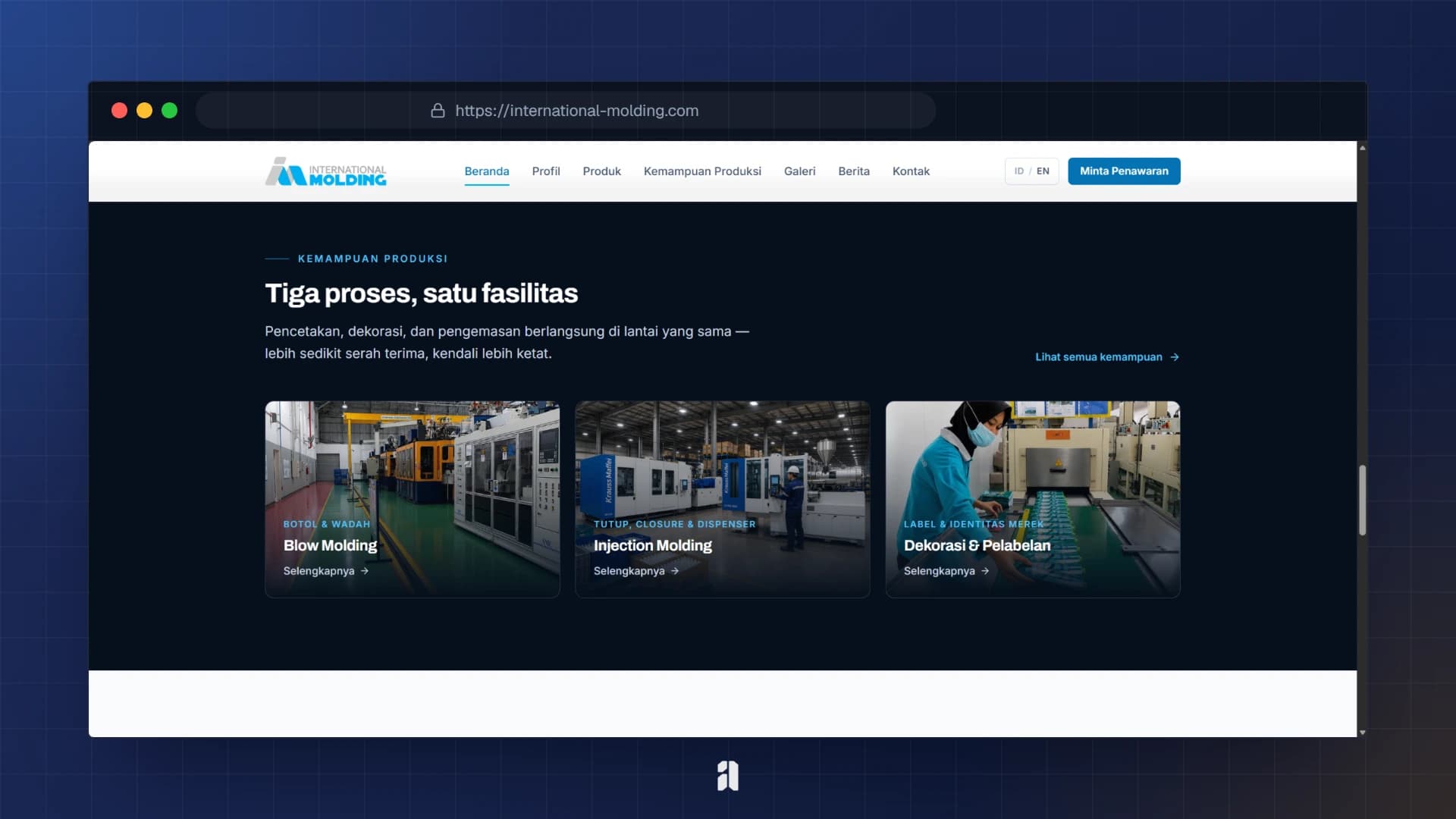 Website Pabrik Bilingual dengan CMS Kustom screenshot 2