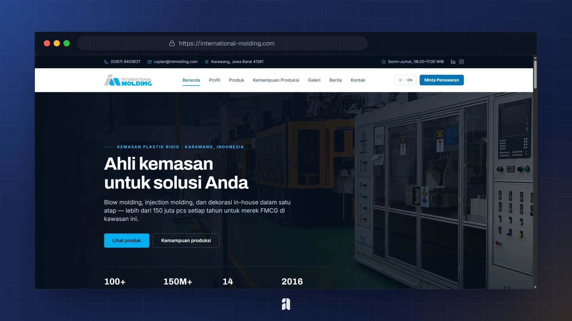 Website Pabrik Bilingual dengan CMS Kustom screenshot 1