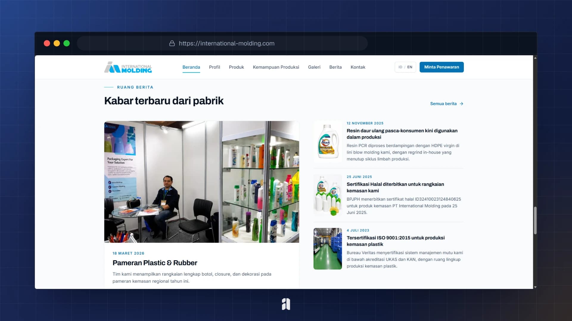 Website Pabrik Bilingual dengan CMS Kustom screenshot 3