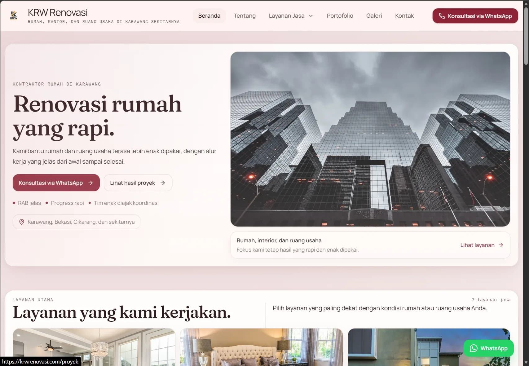 Website CMS KRW Renovasi screenshot